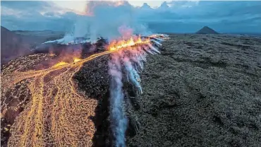  ?? Picture: VISIT ICELAND ?? DISASTER: The Earth splits along the Fagradalsf­jall volcano.