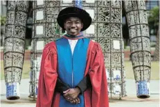  ?? ?? WORTH THE SACRIFICE: Dr Sisa Pazi, 32, obtained his PhD in mathematic­al statistics at NMU earlier this month