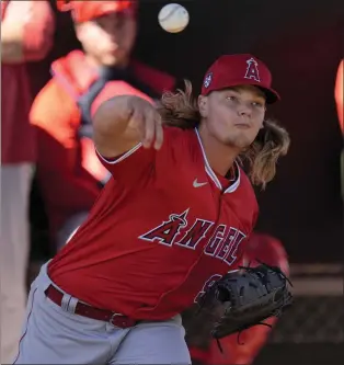  ?? MATT YORK — THE ASSOCIATED PRESS ?? Angels pitcher Caden Dana, just 20, gave up just one hit over two scoreless innings in Sunday’s 3-1victory over the Chicago White Sox. Dana had two strikeouts in his first spring start.