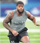  ?? KIRBY LEE/USA TODAY SPORTS ?? Florida State defensive lineman Jared Verse works out for NFL scouts on Feb. 29 at Lucas Oil Stadium in Indianapol­is.