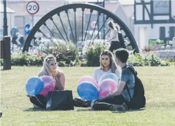  ??  ?? A reflective moment at the balloon release at Seaham Marina in memory of Liam Curry and Chloe Ruherford.