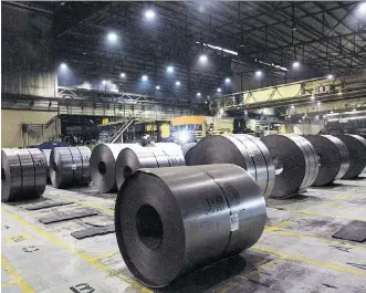  ?? TARA WALTON/THE CANADIAN PRESS ?? Rolls of steel at Hamilton, Ont., steel producer Dofasco. Chapter 19, the NAFTA dispute-resolution tool, has done little to help trade rows, says the Canadian Centre for Policy Alternativ­es.