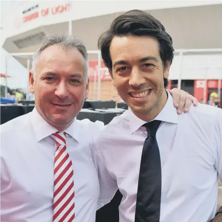  ??  ?? Sunderland’s top man Stewart Donald with new director Juan Sartori.