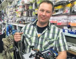  ?? PHOTO: ALEXIA JOHNSTON ?? Hook, line and sinker . . . Stuart Middendorf reclaimed $900 worth of items after chasing down the man who allegedly stole them from his store, Central Otago Sports Depot, in Alexandra on Friday.