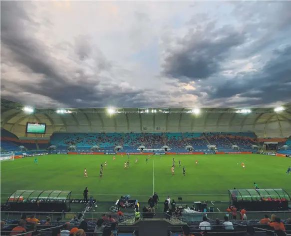  ?? Picture: GETTY IMAGES ?? A crowd of 5000 attended Saturday’s A-League match on the Gold Coast between Brisbane and Wellington.