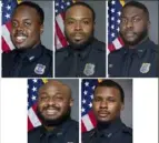  ?? Memphis Police Department via AP ?? Memphis police officers Tadarrius Bean, Demetrius Haley, Emmitt Martin III, Desmond Mills, Jr. and Justin Smith. They have been charged with second-degree murder in the arrest and death of Tyre Nichols