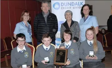  ??  ?? First Prize: CBS Primary School. Quiz Team Ronan Hoey, Sean Ross, Finian Oakes and Emily Moran.