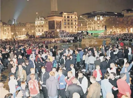  ??  ?? There’ll be no repeat of these scenes for the final. Fans will be stuck at home this time and Wembley will be empty.