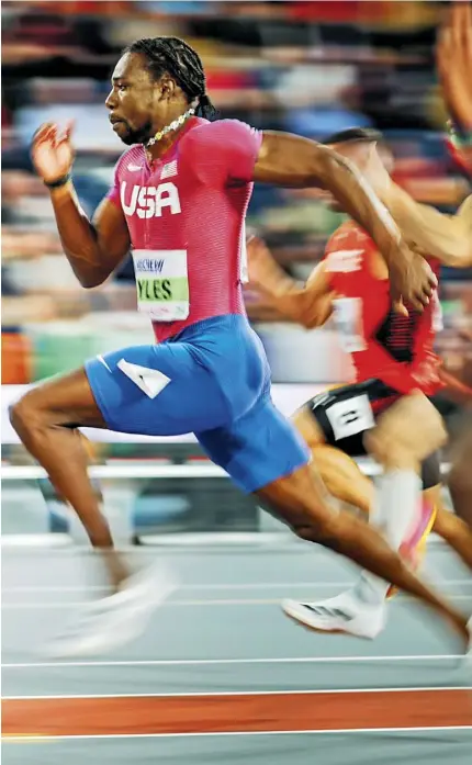  ?? Foto cortesía ?? El atleta Noah Lyles, de 26 años, en una carrera representa­ndo a su país, Estados Unidos.