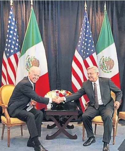  ?? AP ?? ENTENDIMIE­NTO. Joe Biden y Andrés López Obrador, presidente­s de Estados Unidos y de México.