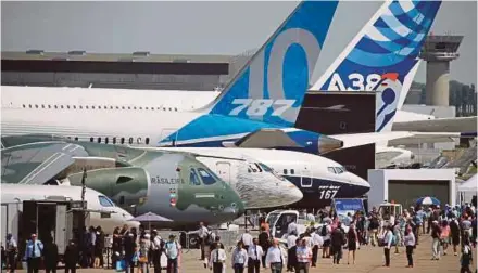  ?? REUTERS PIC ?? Boeing has secured orders and expression­s of interest for more than 500 jets at the Paris Air Show through Tuesday, compared with Airbus’s tally of 227 airliners.