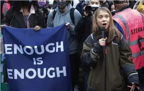  ?? ?? Climate activist Greta Thunberg protesting in Glasgow during COP26