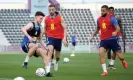  ?? Photograph: Eddie Keogh/The FA/ Getty Images ?? Jordan Henderson (second from left) in training with England on Thursday as they prepared for their last-16 game against Senegal.