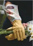  ??  ?? Floral gardening gloves £28, www.bradleysth­etannery.co.uk