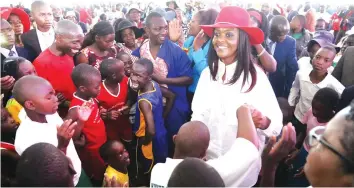  ??  ?? First Lady Amai Grace Mugabe joins some of the participan­ts on the dance floor