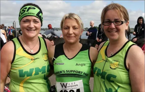  ??  ?? Paula Clooney, Angie Whelan and Shelly O’Connor who were taking part in the Wexford Half Marathon recently.