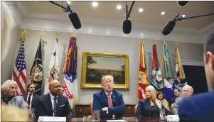  ?? AP PHOTO ?? President Donald Trump speaks during a meeting with state and local officials to discuss school safety, in the Roosevelt Room of the White House, Thursday.