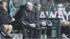  ?? ?? 0 Hibs boss Jack Ross, right, during the 3-1 defeat to Celtic