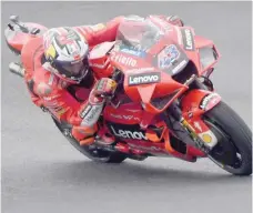  ?? — AFP ?? Ducati Team Australian’s rider Jack Miller competes during the first free practice session of the French Moto GP Grand Prix.
