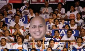  ??  ?? Supporters of Ronald ‘Bato’ Dela Rosa at a rally before Monday’s vote. The former police chief was the architect of the the Philippine­s’ war on drugs. Photograph: Noel Celis/AFP/Getty Images