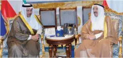  ??  ?? His Highness the Amir Sheikh Sabah Al-Ahmad Al-Jaber Al-Sabah meets with His Highness the Prime Minister Sheikh Jaber Al-Mubarak Al-Hamad Al-Sabah.