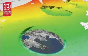  ?? PHILIP CARTHEW, GNS ?? The largest of the depression­s on the Chatham Rise is 11km in diameter, large enough to contain the city of Wellington.