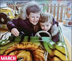 ??  ?? MARCH
Staycation: Sons Kai, five, and Klay, two, on a trip to Butlin’s