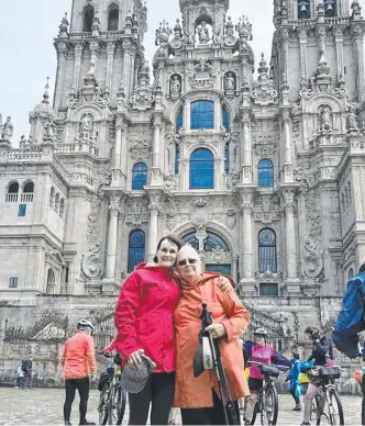  ?? Picture: Contribute­d ?? MISSION ACCOMPLISH­ED: Di McCauley with her daughter Suzy Baines at the end of the Camino de Santiago trail.