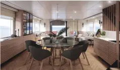  ??  ?? The interiors envisioned by Vripack are a sea change when compared to Nordhavn’s traditiona­l, nautical American design.