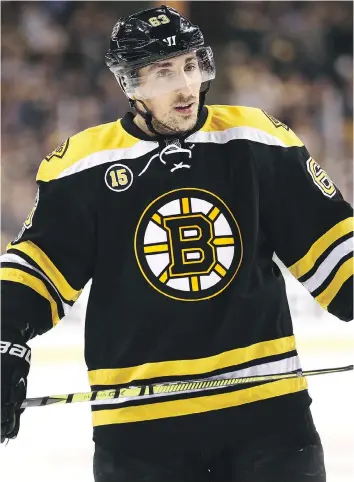  ?? GETTY IMAGES/FILES ?? Boston Bruins forward Brad Marchand is not a fan of the NHL’s new faceoff rule.