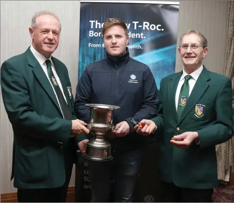  ??  ?? Denis Hennessy, Chairman of theWexford Football League; Rory O’Connor, Wexford Volkswagen and Sean Parker, Treasurer of theWexford Football League at the launch of the Wexford Volkswagen Cup in the Riverside Park Hotel.