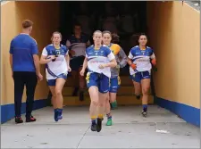 ??  ?? Wicklow captain Sarah Hogan leads her troops out to battle.