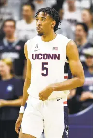  ?? Stephen Dunn / Associated Press ?? Isaiah Whaley and the UConn men’s basketball team will take on St. Joseph’s on Wednesday.