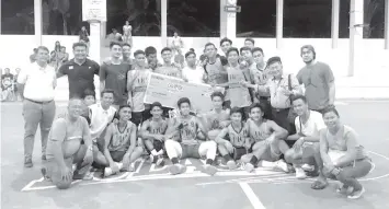  ??  ?? The UC Junior Webmasters celebrate after edging the University of San Jose-Recoletos (USJR) Baby Jaguars, 55-51, to win the championsh­ip of the 3rd Bulacao Brgy. Capt. Raul Cabanero Cup Inter-Secondary Basketball Tournament last Sunday at the Bulacao...
