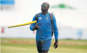  ?? Picture: GETTY IMAGES/ STEVE HAAG ?? NO ROOM FOR COMPLACENC­Y: Proteas coach Ottis Gibson believes the small away changing room at the Oval is perfect due to the tight-knit nature of the team.