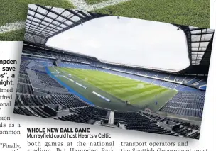  ??  ?? WHOLE NEW BALL GAME Murrayfiel­d could host Hearts v Celtic