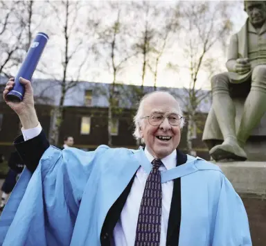  ?? JeFF J MITcHeLL / GeTTy IMAGeS FILeS ?? Peter Higgs, who gave his name to the Higgs boson, also known as the God particle, has been awarded the Nobel Prize in physics, along with Belgian physicist François Englert.