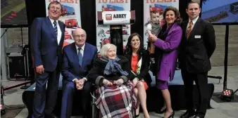  ??  ?? Four generation­s of the Cavanagh family with EU Commission­er Phil Hogan at the opening of Abbey Machinery’s new premises last year (pictured from left:) Charles Cavanagh, Mary Cavanagh, Clodagh Cavanagh, Cathal Cavanagh Smyth, Bernadette Cavanagh and...