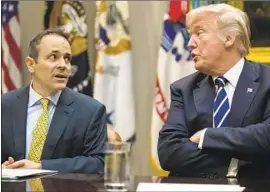  ?? Carolyn Kaster Associated Press ?? KENTUCKY GOV. Matt Bevin, left, has been compared by allies and adversarie­s to President Trump for their stirring of controvers­y and abrasive political styles.