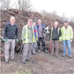  ??  ?? Out and about BRAN volunteers on the River Ericht path - Phil Seymour, Cyril Reid, John Edwards, Roger Mackey, Keith Reid and Stuart Watson