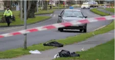  ?? Photo: Collins ?? Abandoned clothing at the scene of the hit-and-run in Blanchards­town, Dublin.