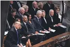  ?? JACK GRUBER/USA TODAY ?? From left, President Donald Trump, first lady Melania Trump, Barack Obama, Michelle Obama, Bill Clinton, Hillary Clinton, Jimmy Carter and Rosalynn Carter attend George H.W. Bush’s funeral.