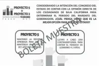  ??  ?? Burla. Esta es la boleta que se usarán para establecer si la ciudadanía avala un gobierno de 5 años a Jaime Bonilla.