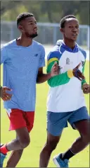  ?? Photo: Hesron Kapanga ?? Big dreams… Riwaldo Goagoseb training with T11 sprinter Chris Kinda.