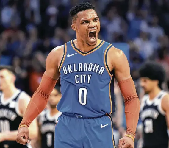 ?? June Frantz Hunt / Associated Press ?? Russell Westbrook has averaged a triple-double in each of the last three seasons and was 2017 MVP, but he hasn’t gone past the first round of the playoffs since 2016.