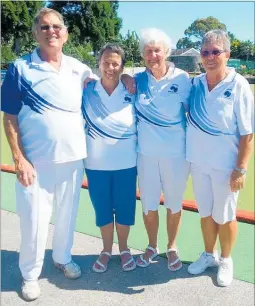  ?? PICTURE / SUPPLIED ?? Jon Young, Annette Young, Lyn McKeating and Tracy Kastelan, the first placegette­rs in the Classic Fours in Kerikeri.