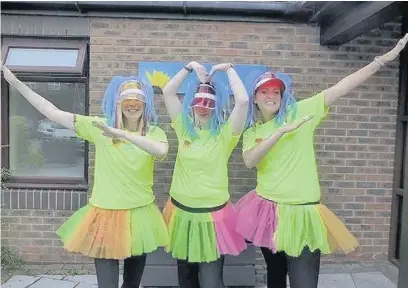  ??  ?? Getting dressed up for their 5K run are (from left to right) Jo Boyd, Alicia Whittaker, and Lisa Ball who are all staff at East Cheshire hospice