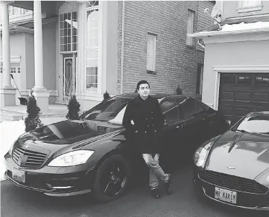  ?? FACEBOOK ?? Karim Baratov of Hamilton with some of his cars before he was arrested by U.S. authoritie­s for hacking.