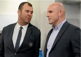  ?? GETTY IMAGES ?? Wallabies coach Michael Cheika, left, with former captain Stephen Moore.