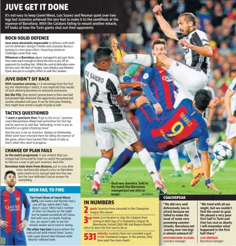  ?? AFP PHOTO ?? Such was Juventus’ hold on the match that Barcelona managed just one shot on target.